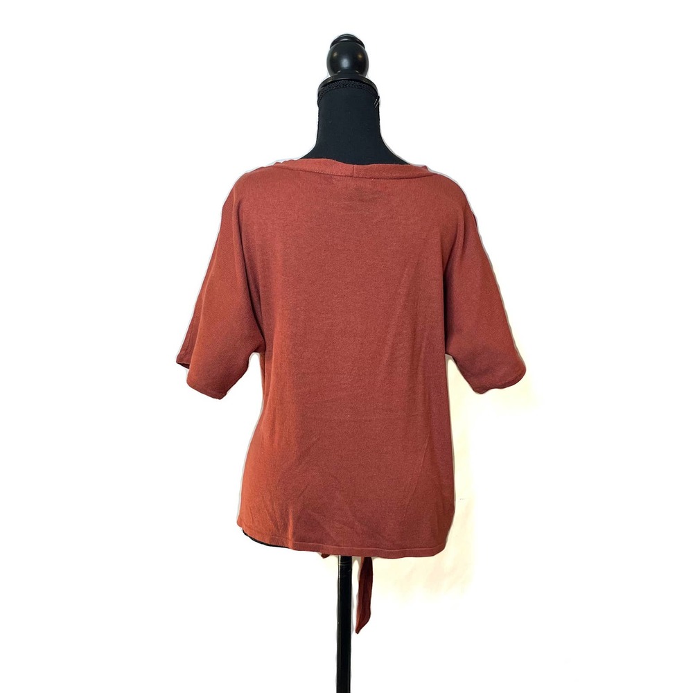Olive & Oak Tie Front Top | Casual Short Sleeve Blouse | Relaxed Fit XL - Picture 2 of 4